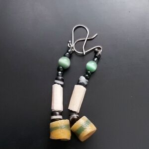 Handcrafted Green and Gold Earrings